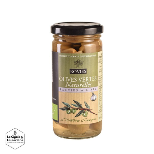 Olives vertes farcies à l'ail - bio - 350g