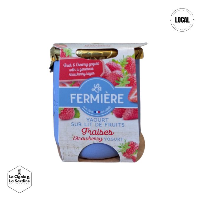 Yaourt Fraise sur Lit de Fruits - Au Lait entier des Alpes | Pot individuel