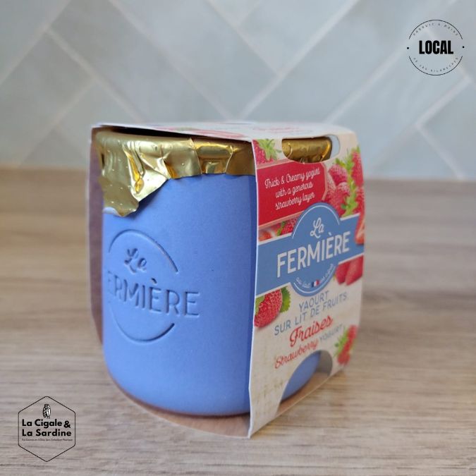 Yaourt Fraise sur Lit de Fruits - Au Lait entier des Alpes | Pot individuel