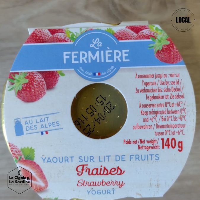Yaourt Fraise sur Lit de Fruits - Au Lait entier des Alpes | Pot individuel