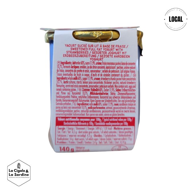 Yaourt Fraise sur Lit de Fruits - Au Lait entier des Alpes | Pot individuel