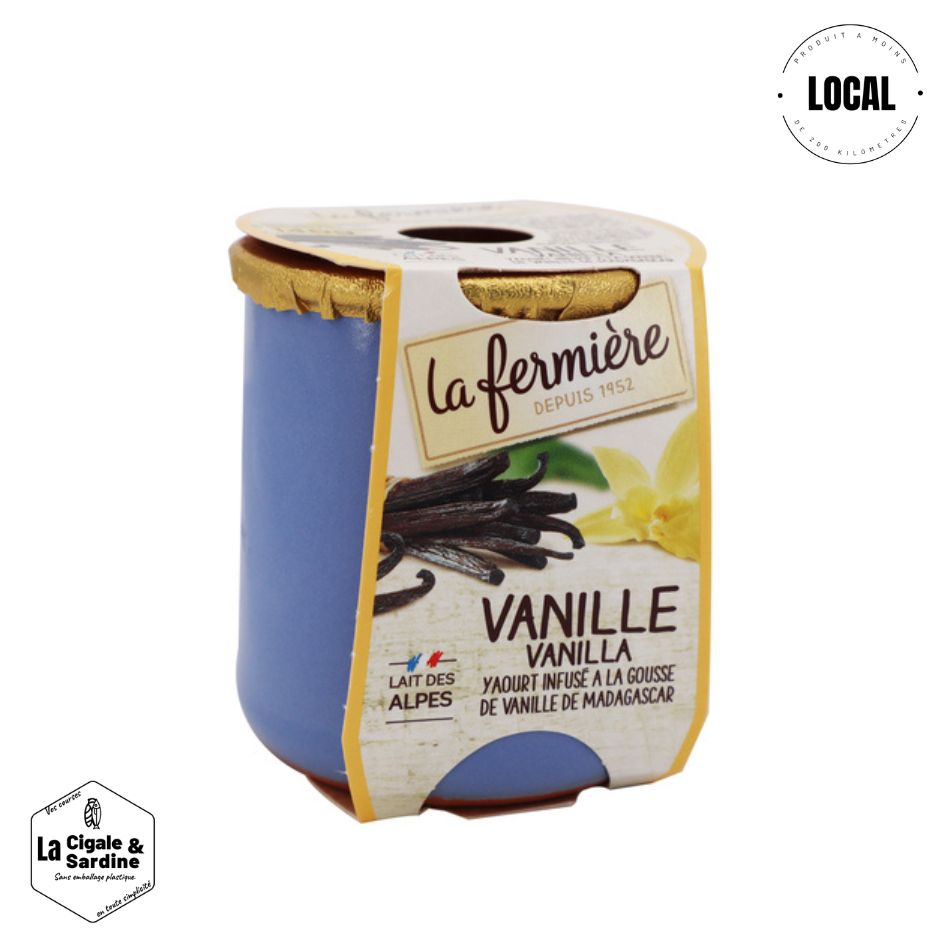 Yaourt à la vanille de Madagascar - Au Lait entier des Alpes | Pot individuel en Grès