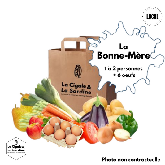 "La Bonne Mère" - Panier de Fruits & Légumes + 6 oeufs (1 à 2 personnes)