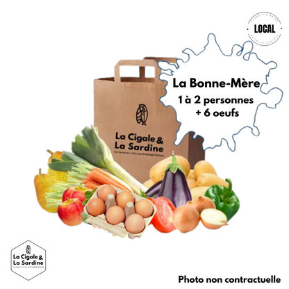 "La Bonne Mère" - Panier de Fruits & Légumes + 6 oeufs (1 à 2 personnes)
