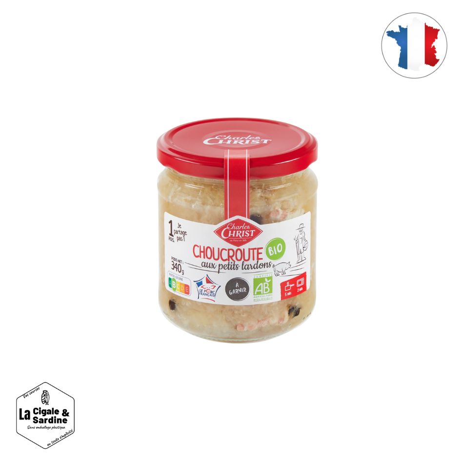 Choucroute aux petits lardons bio | Viande d'origine française | 340g