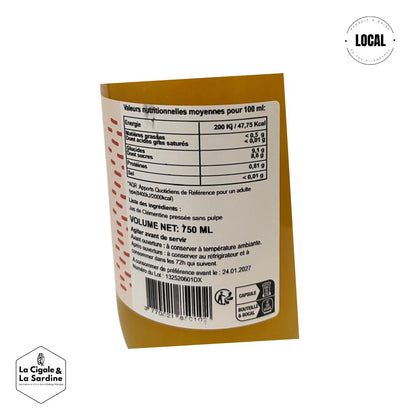 Jus de Clémentines Pressées - 100% Pur Jus - Anti Gaspi et Solidaire | 75cl