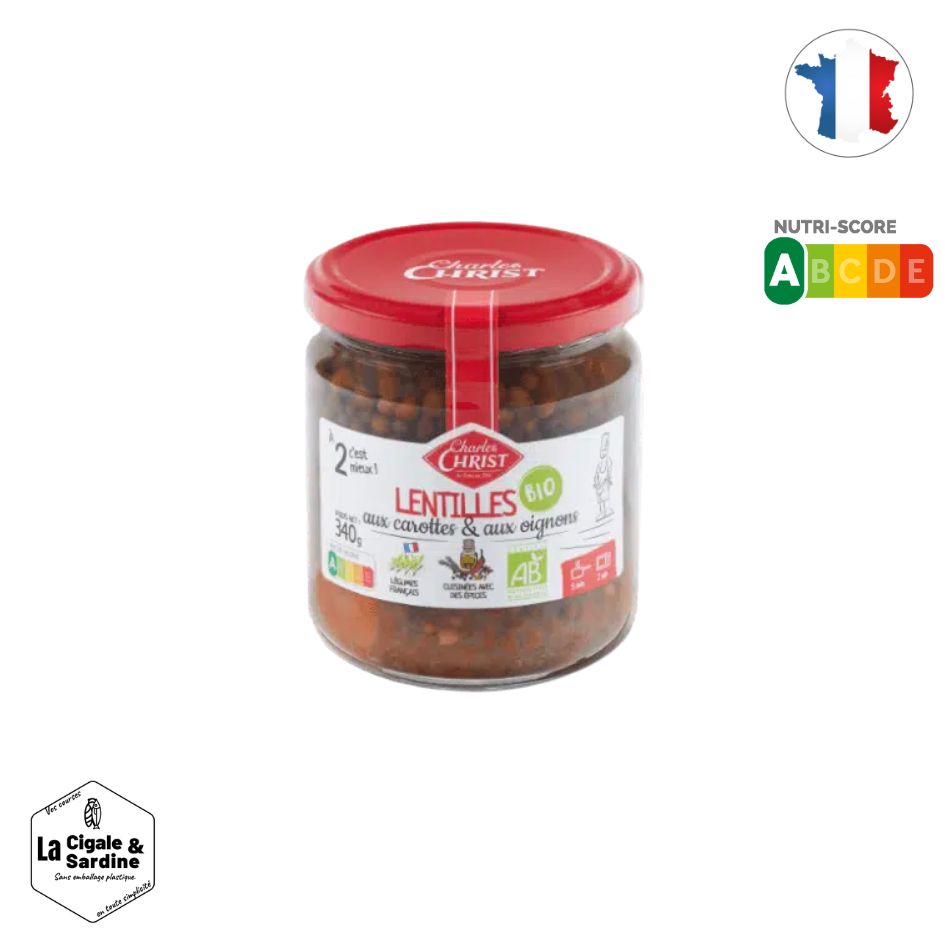 Lentilles cuisinées aux carottes et oignons BIO - 340g | Origine France