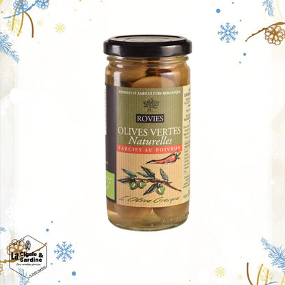 Olives vertes farcies aux Poivrons - Bio - 350g