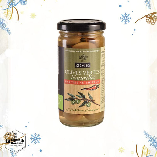 Olives vertes farcies aux Poivrons - Bio - 350g