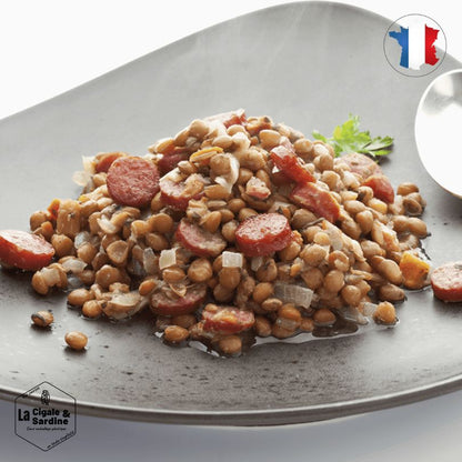 Saucisses Lentilles aux petits oignons et carottes | Pur Porc Français | 410g
