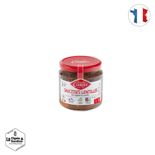 Saucisses Lentilles aux petits oignons et carottes | Pur Porc Français | 410g