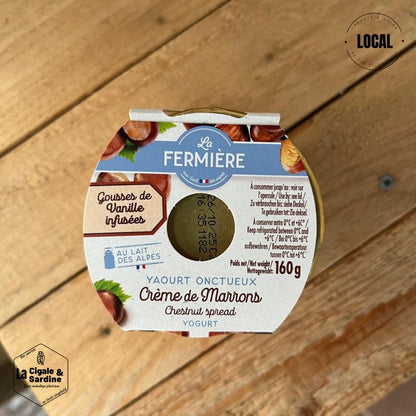 Yaourt Crème de Marron - Au Lait entier des Alpes | Pot individuel en Verre